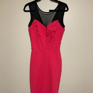 Bebe mesh top stretchy pink/red dress